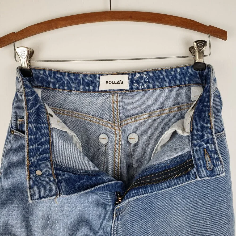 Rolla's Eastcoast Flare Jeans High Rise Distressed Medium Wash Womens Size 27